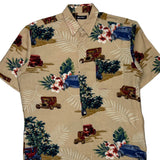 Puritan Floral Hawaiian Shirt - Large Beige Viscose