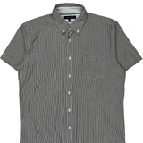 Tommy Hilfiger Striped Short Sleeve Shirt - Large Black & White Cotton