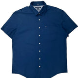 Tommy Hilfiger Slim Fit Short Sleeve Shirt - 2XL Blue Cotton