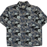 Roundtree & Yorke Floral Hawaiian Shirt - Medium Blue Cotton