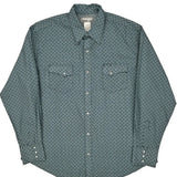 Wrangler Patterned Shirt - XL Blue Cotton Blend