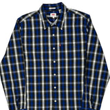 Levis Checked Flannel Shirt - Large Blue Cotton
