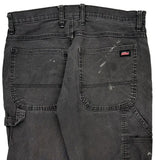 Dickies Carpenter Trousers - 34W 30L Black Cotton
