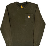 Carhartt Long Sleeve T-Shirt - Small Green Cotton