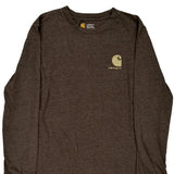 Age 14-16 Carhartt Graphic Long Sleeve T-Shirt - Large Brown Cotton