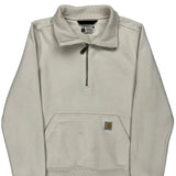 Carhartt Collared Hoodie - Small Cream Cotton