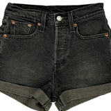 Levis Denim Shorts - 24W UK 4 Black Denim