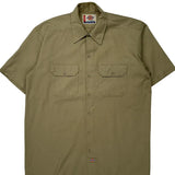 Dickies Short Sleeve Shirt - Large Khaki Polyester Blend