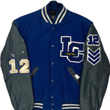 Sectional 9Th 100 Fly 2010, Sectional 6Th 100 Fly 2011 Holloway Varsity Jacket - Small Blue Leather