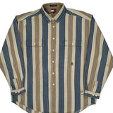 Tommy Hilfiger Striped Shirt - Large Beige Cotton