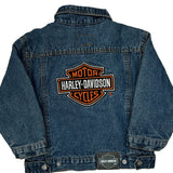 Age 4 Motorcycles Harley Davidson Graphic Denim Jacket - 2XS Blue Denim