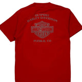 Live To Ride Harley Davidson Graphic T-Shirt - Large Red Cotton