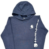 Age 12-13 Carhartt Spellout Hoodie - Large Blue Cotton
