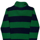Polo By Ralph Lauren Striped 1/4 Zip - Medium Green Cotton