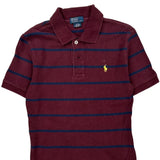 Age 8-9 Polo By Ralph Lauren Striped Polo Shirt - Medium Burgundy Cotton