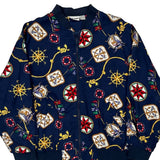 1980'S Alfred Dunner Graphic Shell Jacket - XL Navy Acrylic
