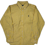 Age 10-12 Ralph Lauren Striped Shirt - Medium Yellow Cotton