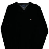 Tommy Hilfiger V-Neck Sweater - Medium Black Cotton