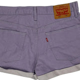 Levis Denim Shorts - 32W UK 12 Purple Cotton