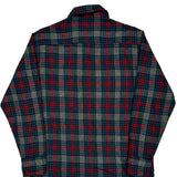 Sears Checked Flannel Shirt - Medium Blue Wool Blend