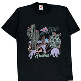 Made In USA Single Stitch Arizona Jerzees Graphic T-Shirt - Large Black Cotton Blend
