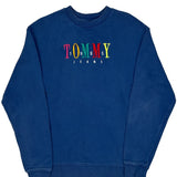 Tommy Jeans Spellout Sweatshirt - Small Blue Cotton