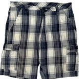 American Eagle Checked Cargo Shorts - 36W 10L Blue Cotton