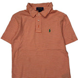 Age 10-12 Polo By Ralph Lauren Striped Polo Shirt - Medium Orange Cotton
