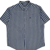 Chaps Ralph Lauren Striped Short Sleeve Shirt - XL Blue Cotton
