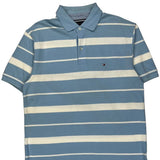 Tommy Hilfiger Striped Polo Shirt - Large Blue Cotton