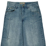 Indigo Denim Shorts - 34W 14L Light Wash Cotton