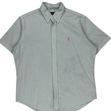Ralph Lauren Striped Short Sleeve Shirt - Large Blue Cotton