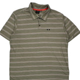 Oakley Striped Polo Shirt - XL White Cotton
