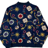 1980'S Alfred Dunner Graphic Shell Jacket - XL Navy Acrylic