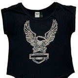 Eagle Emblem Harley Davidson Graphic T-Shirt - Large Black Cotton