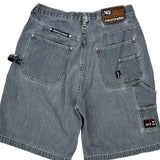 Phat Farm Double Knee Denim Shorts - 32W 11L Grey Denim