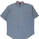 Tommy Hilfiger Checked Short Sleeve Shirt - Large Blue Cotton