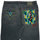 Embroidered Coogi Graphic Denim Shorts - 38W 11L Multicoloured Denim