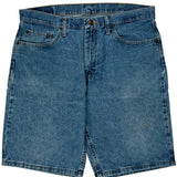 Relaxed Fit Wrangler Denim Shorts - 34W 10L Blue Cotton