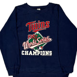 Made In USa 1987 World Series Champions Champion Mlb Sweatshirt - Large Navy Acrylic Blend