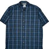Columbia Checked Short Sleeve Shirt - Large Blue Cotton