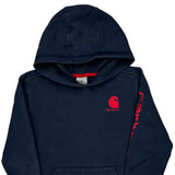 Age 10-12 Carhartt Spellout Hoodie - Medium Navy Cotton