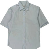 Vintage Armani Short Sleeve Shirt - Medium Blue Cotton