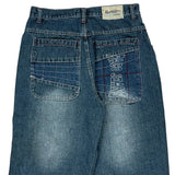 Hip Hop Randis Embroidered Denim Shorts - 30W 18L Blue Cotton