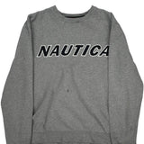 Nautica Spellout Sweatshirt - Large Grey Cotton