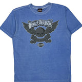 Roatan, Honduras Harley Davidson Graphic T-Shirt - Large Blue Cotton