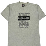 Vintage Firefighter Screen Stars Single Stitch T-Shirt - Large Grey Cotton Blend