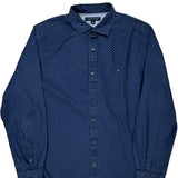 Tommy Hilfiger Polka Dot Patterned Shirt - Large Blue Cotton