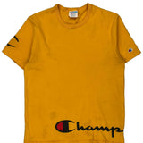 Champion Spellout T-Shirt - Medium Yellow Cotton