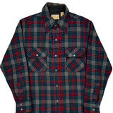 Sears Checked Flannel Shirt - Medium Blue Wool Blend